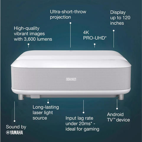 Epson EH-LS650W V11HB07040 3D Projector 3LCD 4K Ultra HD Laser με Wi-Fi και Ενσωματωμένα Ηχεία