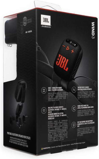 JBL Wind 3 Bluetooth Speaker 5W with Radio and Battery Life up to 2.5 Hours Black/Orange