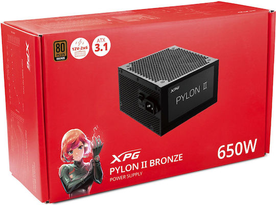 Adata XPG PYLON II 650W Black Computer Power Supply Full Wired 80 Plus Bronze