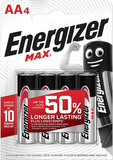 Energizer 4 Pack Alkaline Batteries AA Max 1.5V