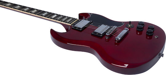 Eko Elektrische Gitarre SG mit HH Tonabnehmerkonfiguration Rot