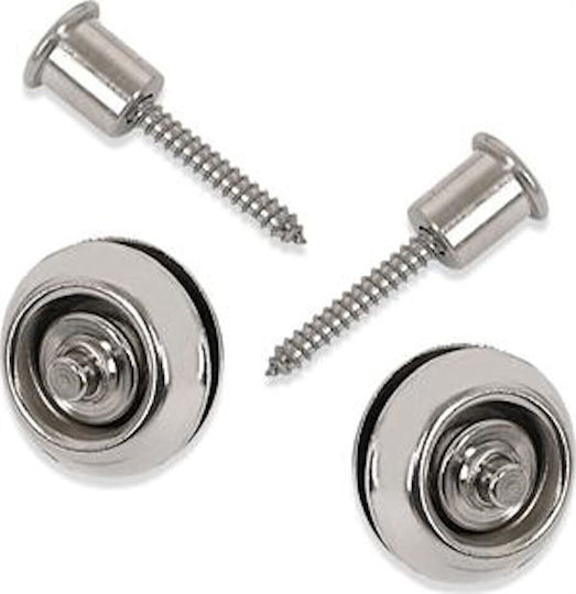 Dunlop Strap Locks Straplock Flush Set 2 Pieces for Electric / Acoustic Guitar in Silver Color