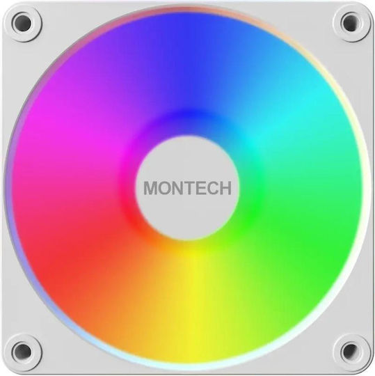 Montech GF120 V2 Case Fan (1600rpm / 66.3cfm) with ARGB Lighting and 3-Pin / 4-Pin PWM Connection 3pcs White