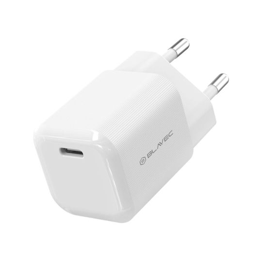 Blavec Зарядно Устройство Без Кабел GaN с USB-C Порт 33W Power Delivery / Quick Charge 3.0 / Quick Charge 4+ Бял (BC-6)