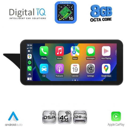 Digital IQ Car Audio System for Mercedes-Benz E Class 2009-2012 Bluetooth USB WiFi GPS Apple CarPlay Android Auto with 12.3" Touch Screen