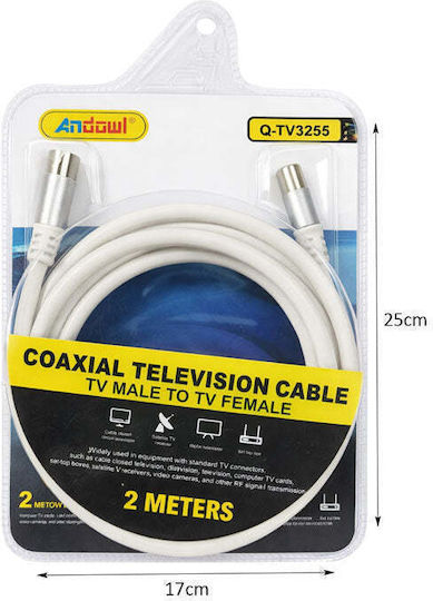 Antenna Cable Coax Male - Coax Female 2m 1 Piece