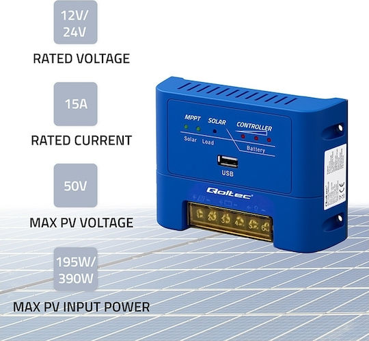 Qoltec MPPT Solar Charge Controller 15A