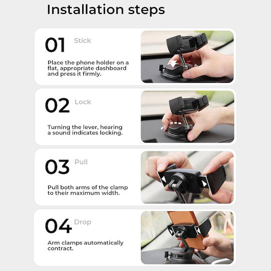 Lisen Car Mobile Mount with Adjustable Hooks Black