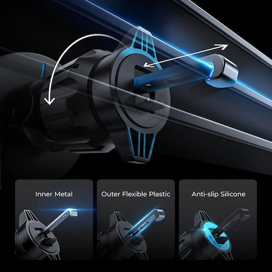 Lisen Car Mobile Mount with Magnet & Wireless Charging 15W Black