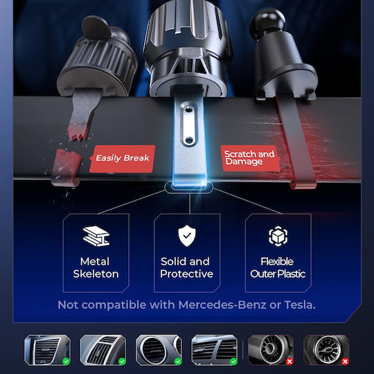Lisen Car Mobile Mount with Adjustable Hooks & Wireless Charging 25W Black