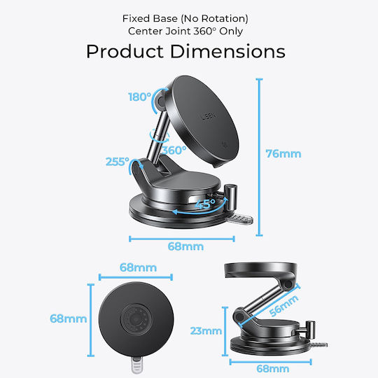 Lisen Car Mobile Mount with Adjustable Hooks Black