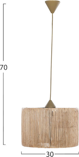 HomeMarkt Hanging Brown Boho Light with E27 Socket 30x30cm