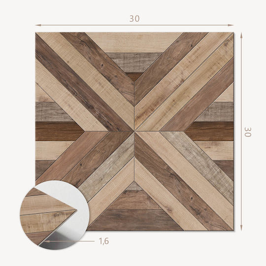 Ready To Apply Printed Vinyl Tiles Wood Panel Design 9x30x30 Cm