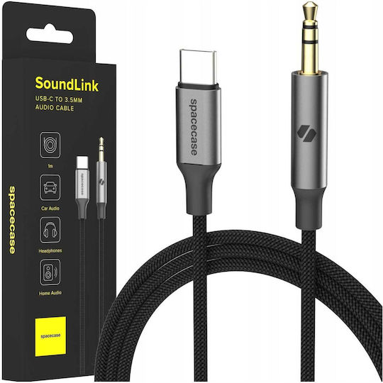 Spacecase Cable USB-C male - 3.5mm Γκρι 1m