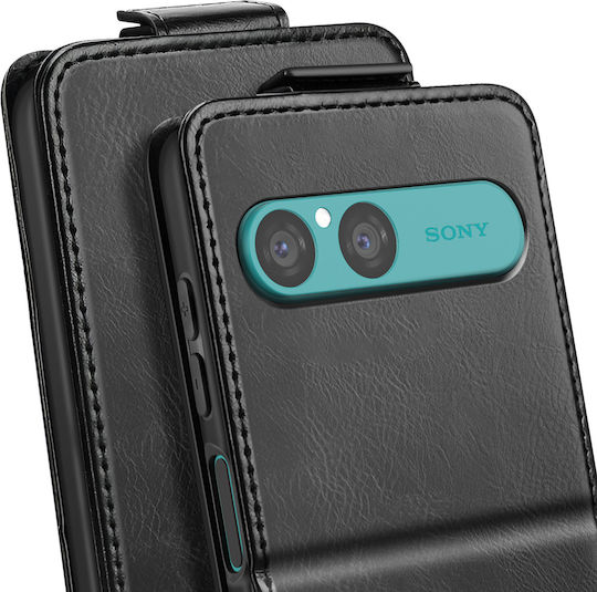Avizar Vertical Fold-out Flip Case Sony Xperia 10 Vii Stand Card Holder Black