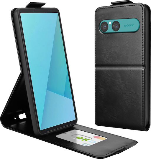 Avizar Vertical Fold-out Flip Case Sony Xperia 10 Vii Stand Card Holder Black