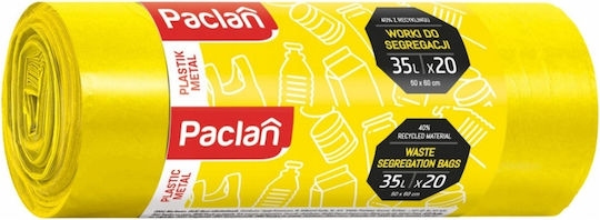 Paclan Müllsäcke Kapazität 35lt 60x50cm 20 Stück Gelbe