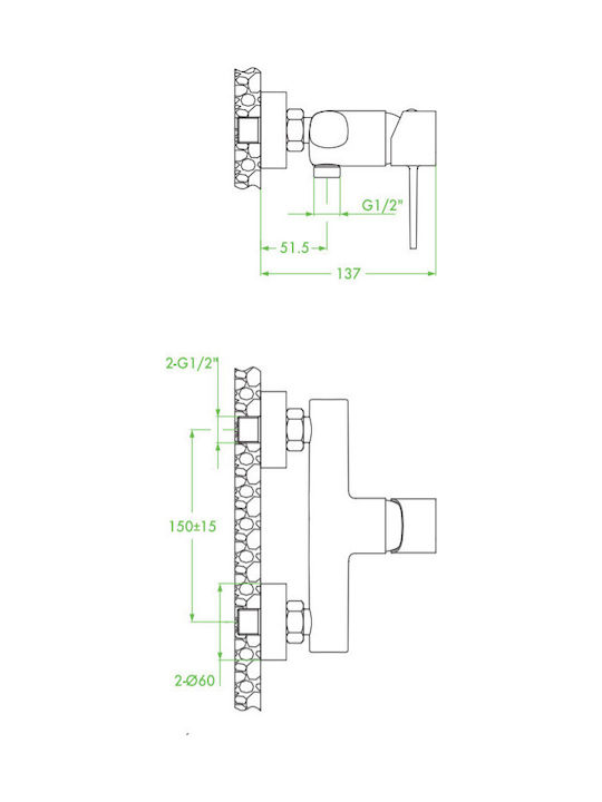 Laveo Mixing Shower Faucet Silver