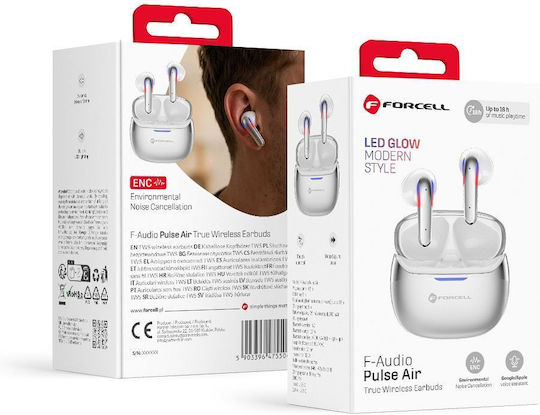 Forcell F-Audio Pulse Air Earbud Bluetooth Handsfree Headphones with Charging Case Silver