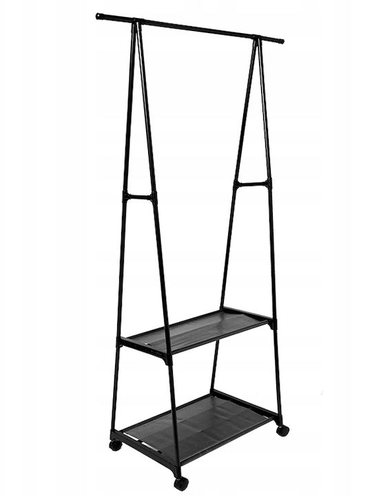 Cuiere de Podea Cu Roți Din Metal Negru 85x37x158cm