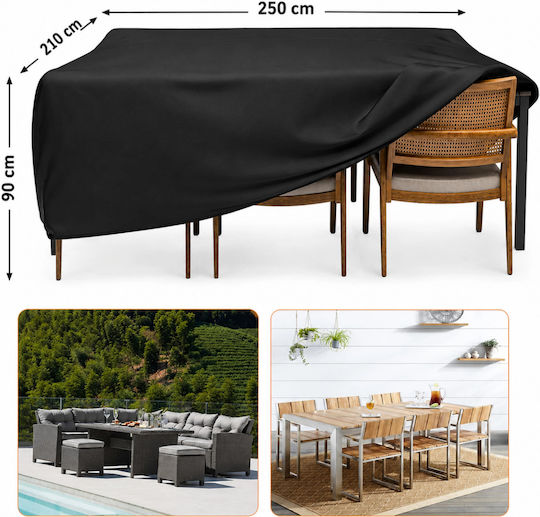 Husă Impermeabilă De Protecție Pentru Sala De Mese 250x210x90cm În Culoare Neagră