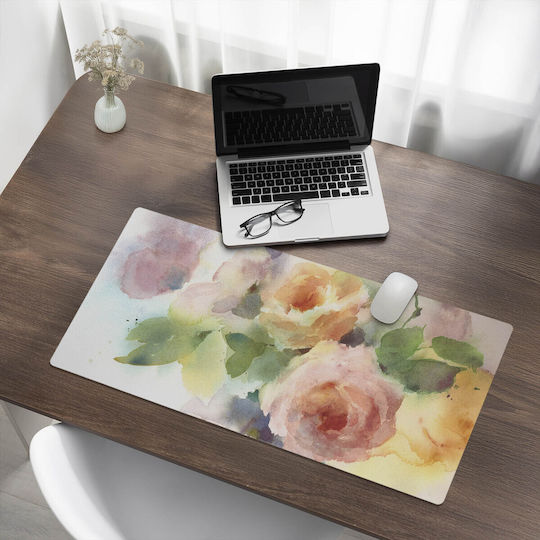 Antislip Schutzmatte für Schreibtisch mit Blumenmuster Aquarell 90x45 cm
