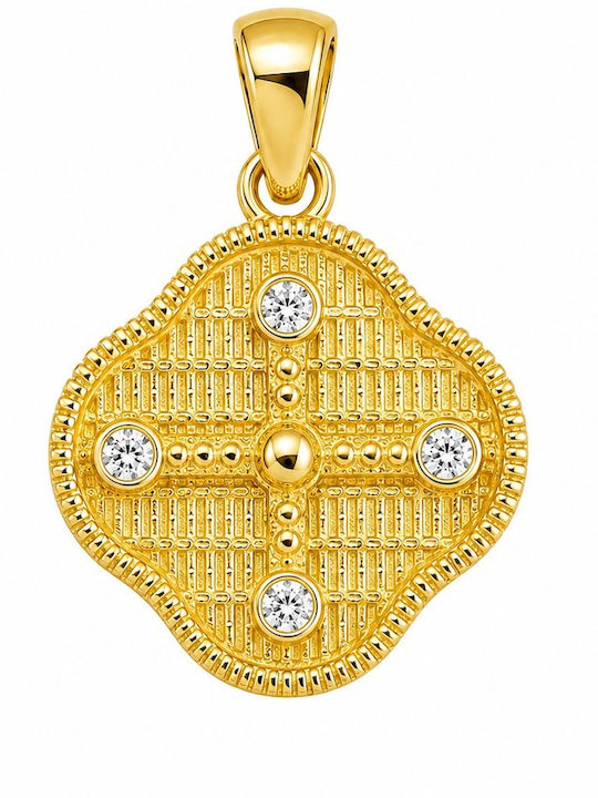 Senzio Belibasakis Charm Talisman Constantine with Stones in 9 K Gold with Zircon