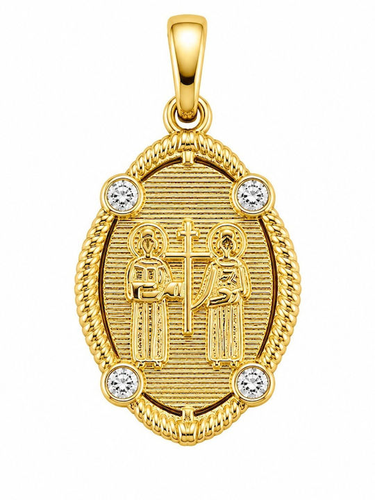 Senzio Belibasakis Charm Talisman Constantine with Stones in 9 K Gold with Zircon