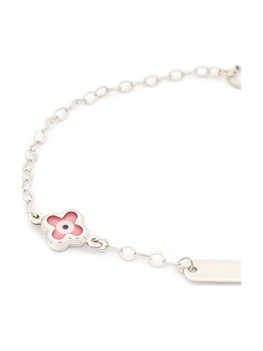 Kids Bracelet Silver Material with Crown and Evil Eye