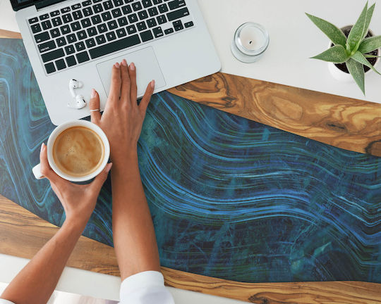 Bloc De Birou Tastatură Accesorii Lemn Valuri 120x60 Cm