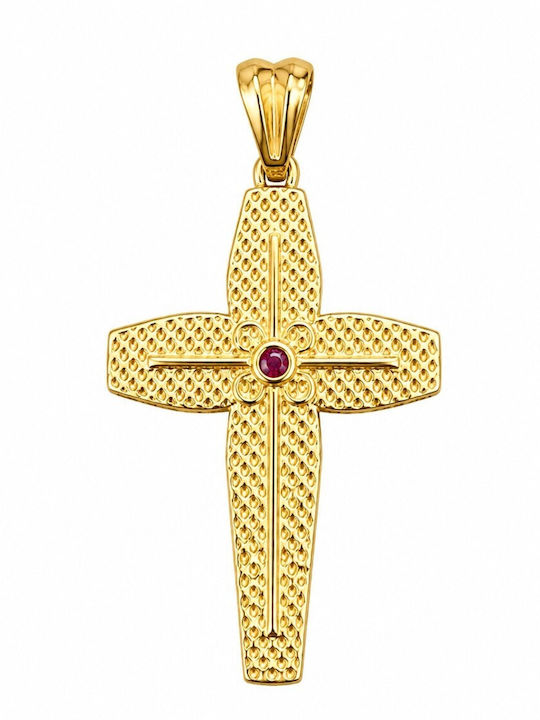 Senzio Belibasakis Women's Gold Cross 9K Double Sided Without Chain