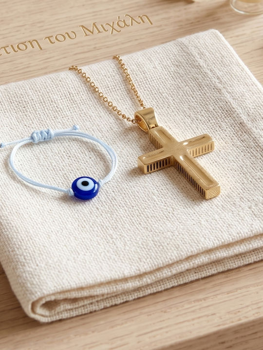 Men's Gold Cross 9K with Chain
