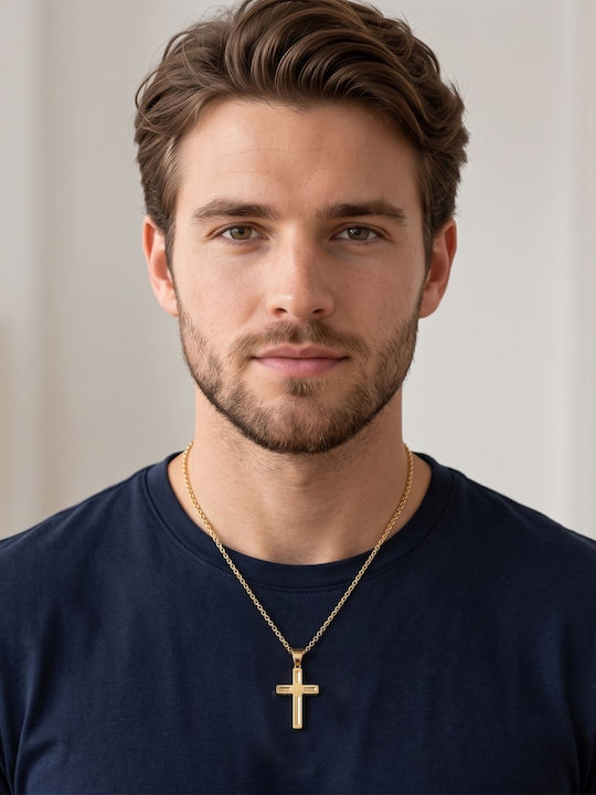 Men's Gold Cross 9K with Chain