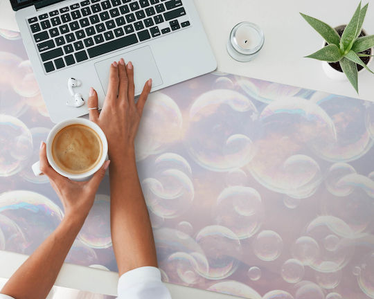 Vinyl Desk Pad Soap Bubbles Cloud Print 120x60 cm