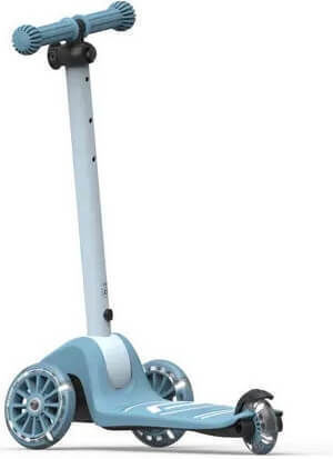 Scoot & Ride Kinderroller Klappbar Highwaykick 3S & Helm S 3-Rad mit LED-Beleuchtung für 5+ Jahre Steel