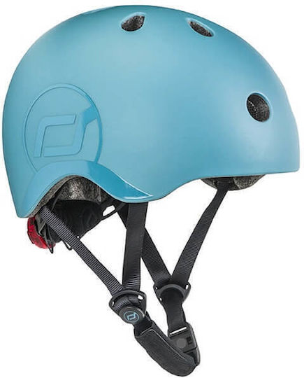 Scoot & Ride Kinderroller Klappbar Highwaykick 3S & Helm S 3-Rad mit LED-Beleuchtung für 5+ Jahre Steel