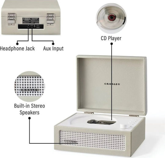 Crosley Sound System 1.0 Voyager CR3517A-DU with CD Player Beige