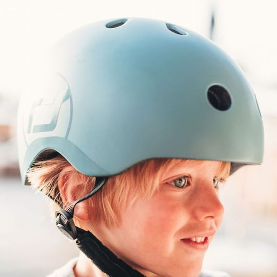 Scoot & Ride Kinderroller Highwaykick 1 & Helm S Steel für 5+ Jahre Grau