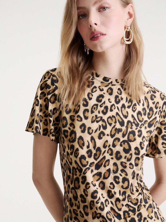 Women's Blouse Short Sleeve Animal Print Multicolour