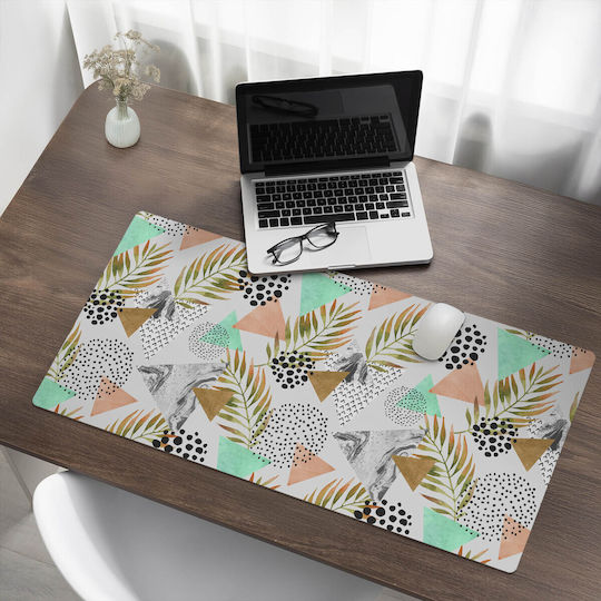 Elegant Decorative Desk Pad Geometric Leaves 100x50 Cm