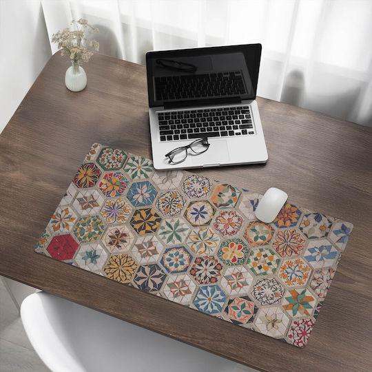 Mosaic Mouse Pad Flowers Desk Keyboard Laptop 90x45 Cm