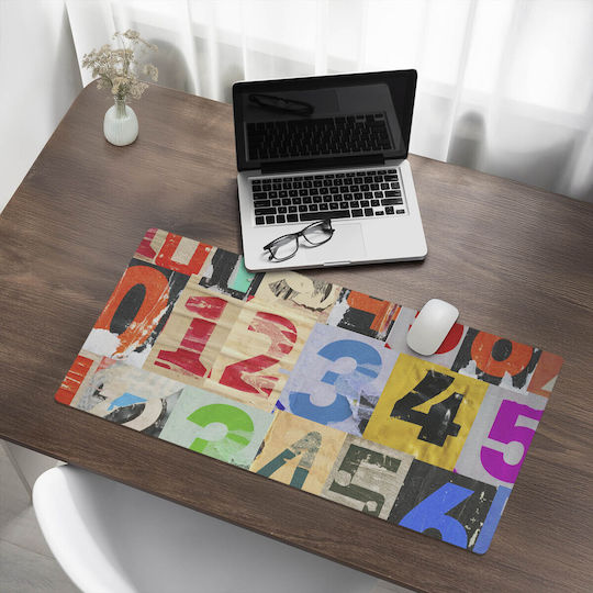 Durable Non-Slip Desk Mat Multicolour Numbers Collage 90x45 Cm