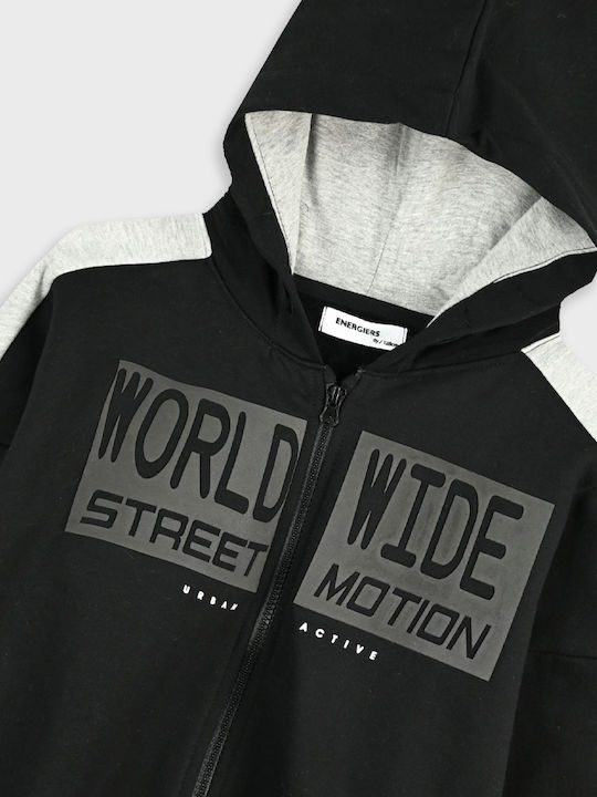 Kids Hooded Sweatshirt Cardigan Black