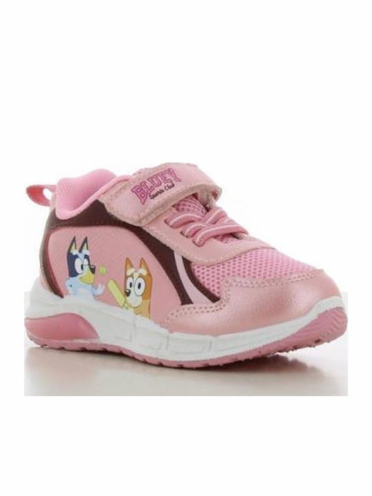 Kids Sneakers with Hoop & Loop Closure & Lights Pink