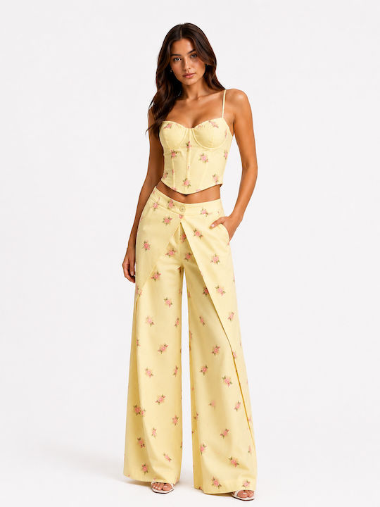 Women's Black Set with Floral Trousers