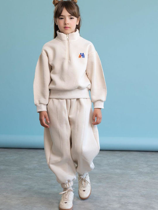 Kids Sweatpants Set With Top Beige 2 Pieces