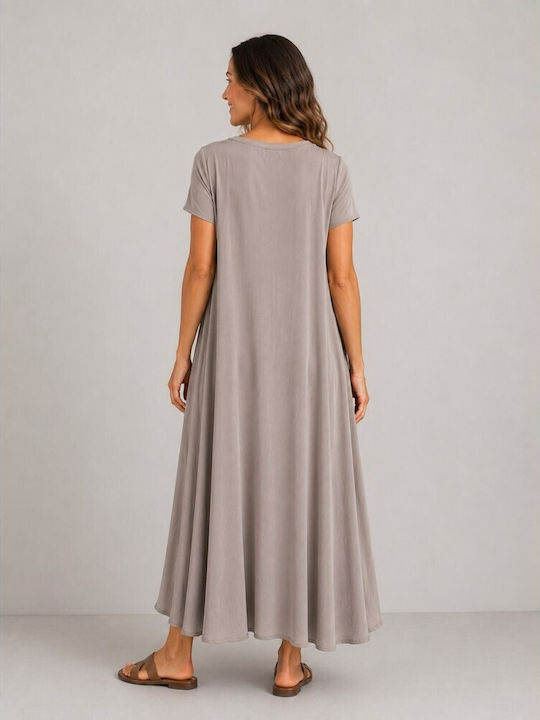 Sommer Maxi T-Shirt Kleid Beiges Sand