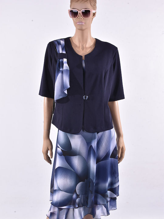 Summer Midi Shirt Dress Blue