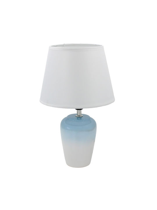 Keskor Ceramic Table Lamp for E27 Socket with Light Blue Shade and Base