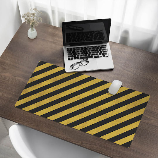 Protective Decorative Desk Mat Diagonal Warning Stripes 90x45 Cm